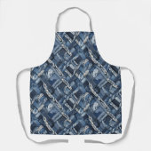 Dark Distressed Denim Patchwork And Braids エプロン (正面)