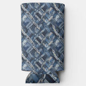 Dark Distressed Denim Patchwork And Braids スリム缶クーラー (裏面)