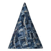 Dark Distressed Denim Patchwork And Braids パーティーハット (右)