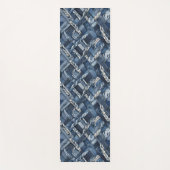 Dark Distressed Denim Patchwork And Braids ヨガマット (正面)