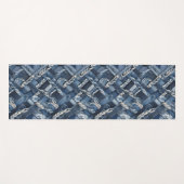 Dark Distressed Denim Patchwork And Braids ヨガマット (正面(横))