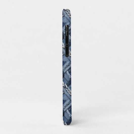 Dark Distressed Denim Patchwork And Braids Case-Mate iPhoneケース (裏面/左)