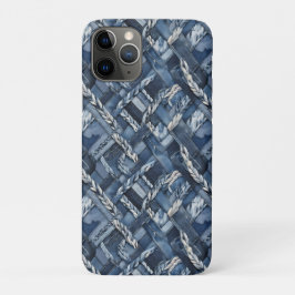 Dark Distressed Denim Patchwork And Braids iPhone 11 Proケース