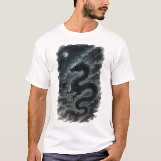 【Dark Dragon Japanese Ink Art Men’s T-Shirt】 Tシャツ (正面)