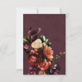 Dark Elegant Autumn Floral Burgundy Wedding セーブザデート (裏面)