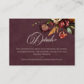 Dark Elegant Autumn Floral Burgundy Wedding Detail エンクロージャーカード (正面)