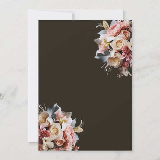 Dark Elegant Boho Wedding Invitation | Luxury Flor 招待状 (裏面)