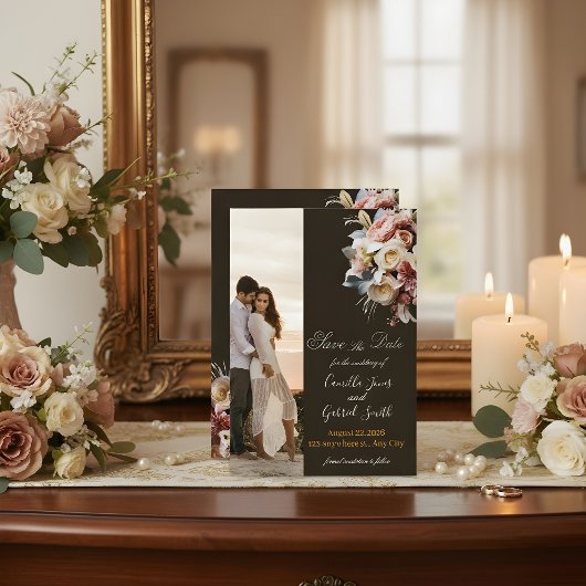 Dark Elegant Boho Wedding Invitation | Luxury Flor 招待状