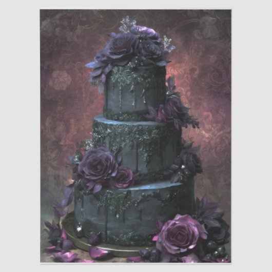 Dark Elegant Romantic Gothic Wedding Cake 薄葉紙 (正面)