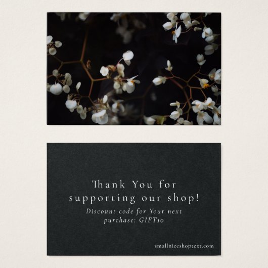 Dark elegant shop thank you card with discount (正面&裏面)