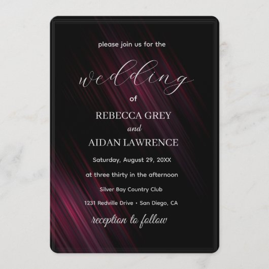 Dark Elegant Wedding Invitation Design 招待状 (正面)