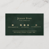 Dark Emerald Green Gold Professional Company Logo 名刺 (裏面)