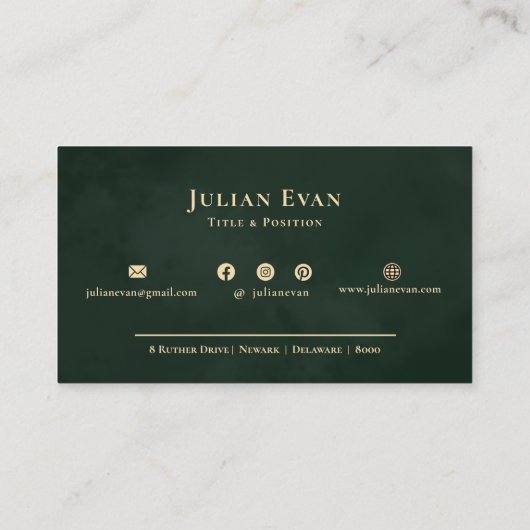 Dark Emerald Green Gold Professional Company Logo 名刺 (裏面)