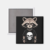 Dark Emo Raccoon With Skull Punk Style Alternative マグネット (正面/裏面)