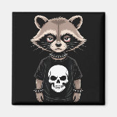 Dark Emo Raccoon With Skull Punk Style Alternative マグネット (正面)