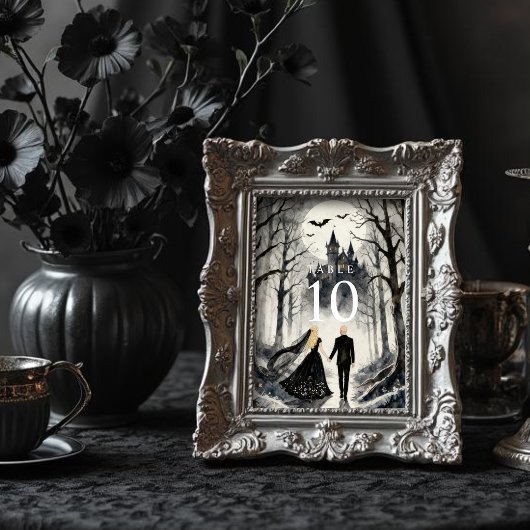 Dark Enchanted Gothic Spooky Wedding Couple Forest テーブルナンバー