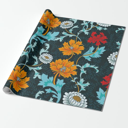 Dark Enchanted Vintage Flowers seamless pattern vi ラッピングペーパー (アンロールド)
