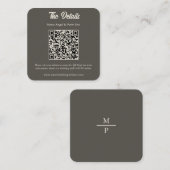 Dark Espresso Brown Wedding QR Code Enclosure スクエア名刺 (正面/裏面)