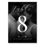 Dark Faded Photo & Monogram Elegant Black Wedding テーブルナンバー (裏面)