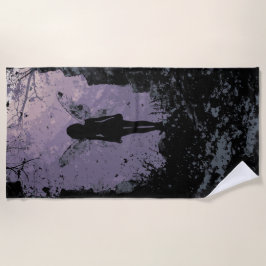 Dark Fairy Silhouette in Mystic Forest Illustratio ビーチタオル