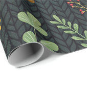 Dark Fall Gift Wrap with Ginkgo Leaves and Acorns ラッピングペーパー (ロールコーナー)