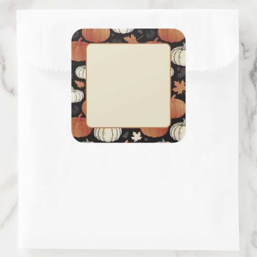 Dark Fall Pumpkins Halloween Label Sticker スクエアシール (バッグ)