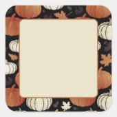 Dark Fall Pumpkins Halloween Label Sticker スクエアシール (正面)