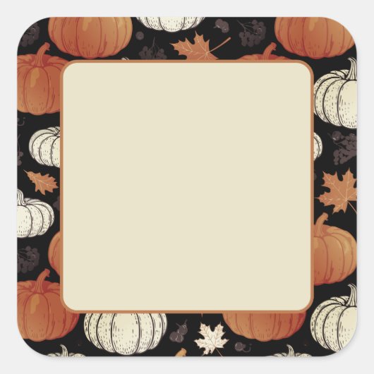 Dark Fall Pumpkins Halloween Label Sticker スクエアシール (正面)
