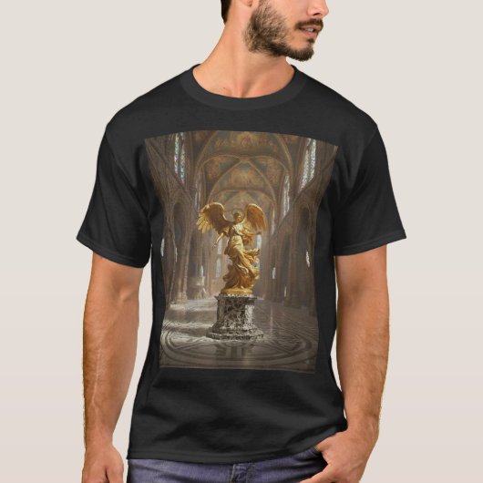 Dark Fallen Angel Statue\Gothic Cathedral T-Shir Tシャツ (正面)
