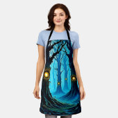 Dark Fantasy Eyeball Forest Design エプロン (着用した状態)