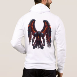 Dark Fantasy Fallen Angel Hoodie with Fiery Wings  パーカ