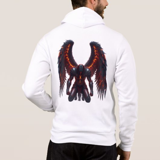 Dark Fantasy Fallen Angel Hoodie with Fiery Wings パーカ (裏面)