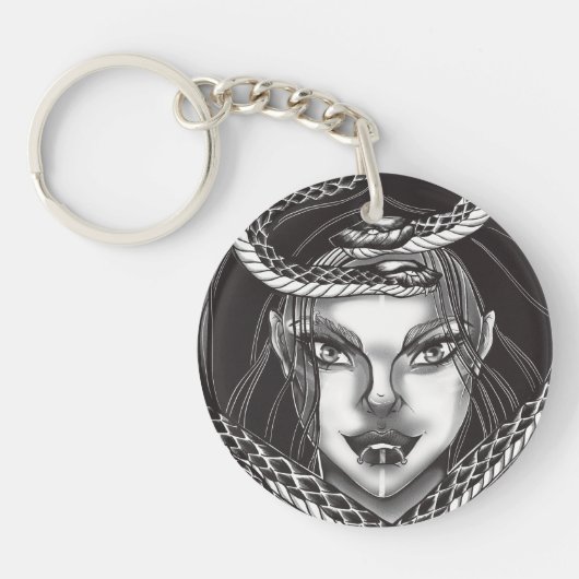 Dark Fantasy Gorgon Snake Woman Keychain キーホルダー (正面)