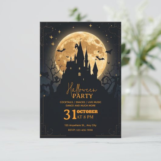 Dark Fantasy Halloween Party Invitation – Editable 招待状 (スタンド正面)