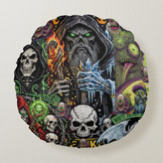 Dark Fantasy Horror Collage Throw Pillow | Sorcere ラウンドクッション