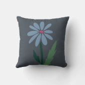 Dark Farmhouse Retro Blue Floral Monogram Gray クッション (裏面)