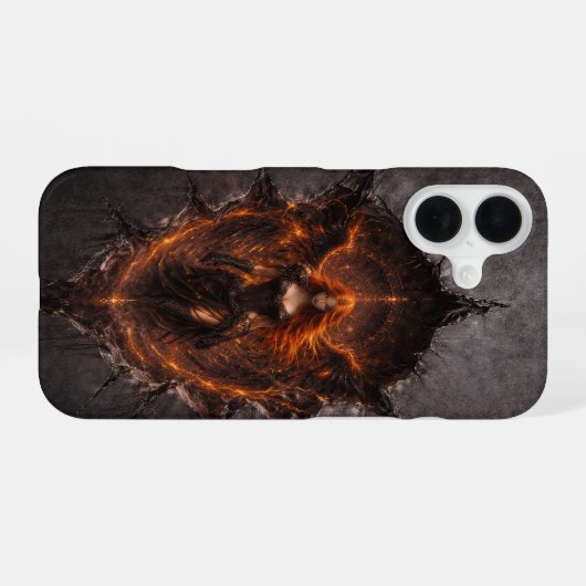 Dark Fire Angel iPhone 16 Case  Gothic Fantasy Art 16ケース (裏面横)