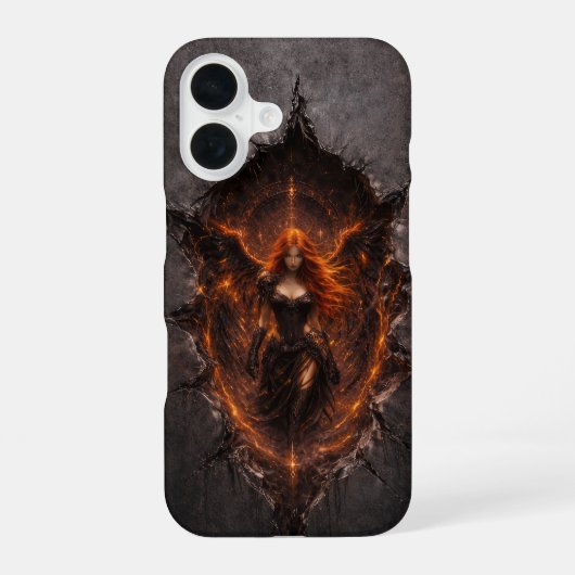 Dark Fire Angel iPhone 16 Case  Gothic Fantasy Art 16ケース (裏面)