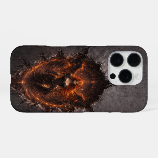 Dark Fire Angel iPhone 16 Pro Case Gothic Fantasy iPhoneケース (裏面横)