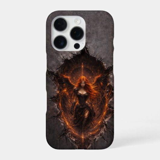 Dark Fire Angel iPhone 16 Pro Case Gothic Fantasy iPhoneケース (裏面)