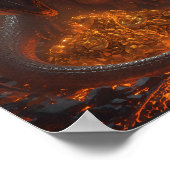 Dark Fire Dragon Guarding Treasure – Fantasy Art ポスター (角)