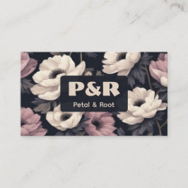 Dark Floral Anemone Florist Business Card 名刺