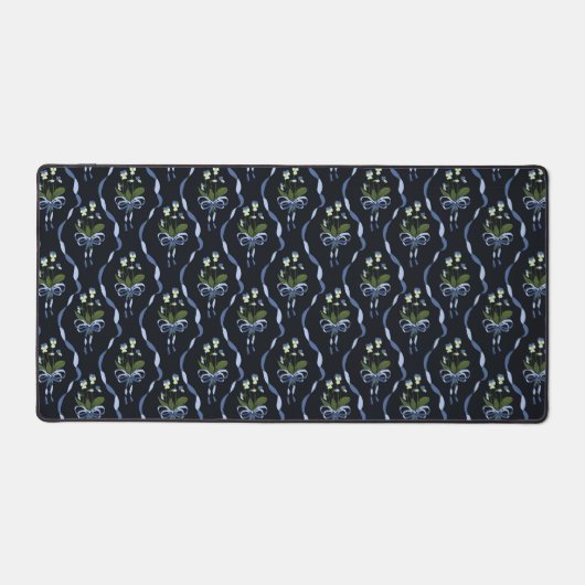 Dark floral bow pattern aesthetic desk mat デスクマット (正面)
