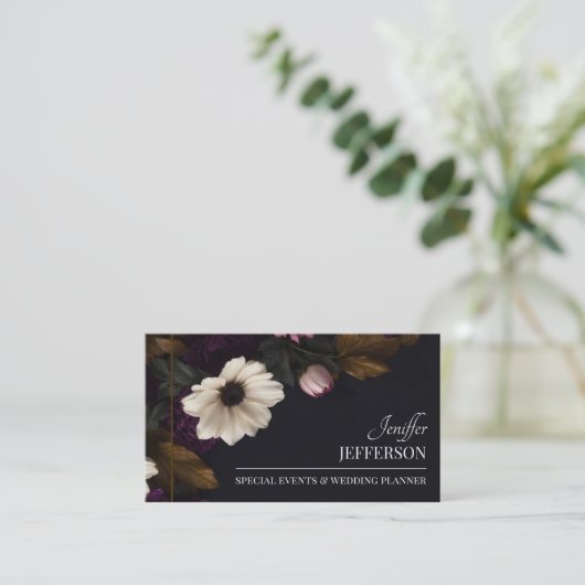 Dark Floral event wedding planner 名刺 (スタンド正面)