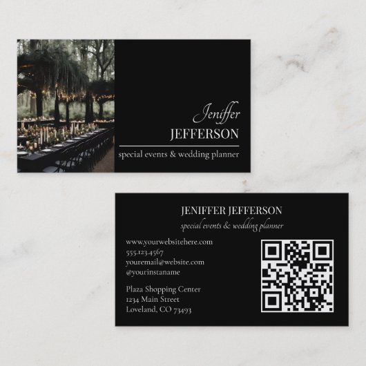 Dark Floral event wedding planner 名刺 (正面/裏面)