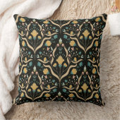 Dark floral folk pattern throw pillow クッション (ブランケット)