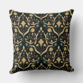 Dark floral folk pattern throw pillow クッション (裏面)