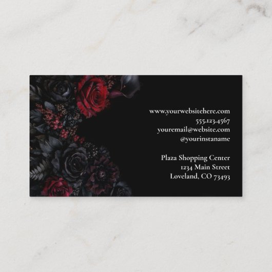 Dark Floral Gothic Alternative Florist 名刺 (裏面)