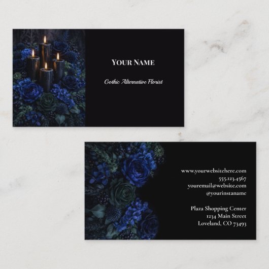 Dark Floral Gothic Alternative Florist 名刺 (正面/裏面)