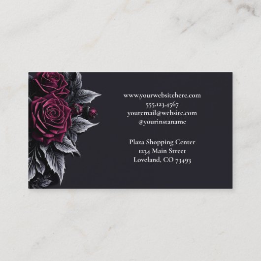 Dark Floral Gothic Alternative Florist 名刺 (裏面)